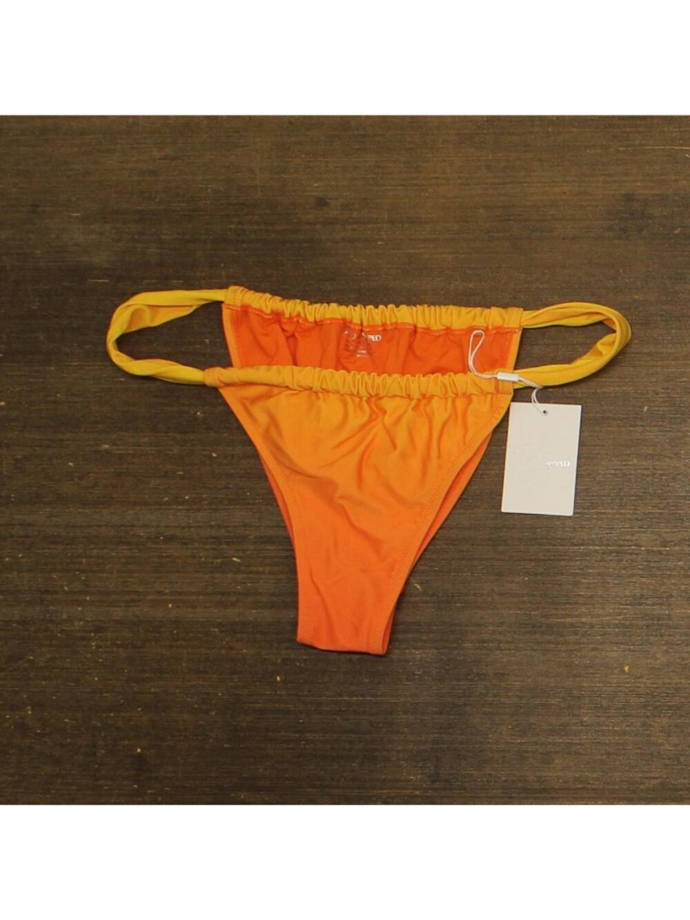 NWT Solid & Striped The Ellery Ruched Bikini Swim Bottom Orange Yellow Multi L